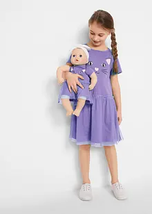 Meisjes jurk en poppenjurk (2-dlg. set) van biologisch katoen, bonprix