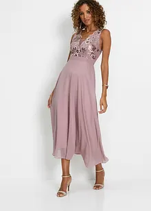 Maxi jurk met pailletten en borduursel, bonprix
