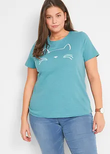 Shirt met korte mouwen en kattenprint, bonprix