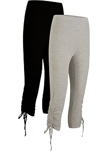 Capri legging met plooitjes (set van 2), bonprix