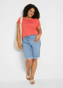 Comfort stretch jeans bermuda met borduursel en comfortband, bonprix