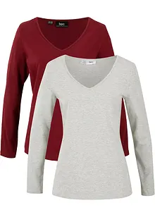 Longsleeve met V-hals (set van 2), bonprix