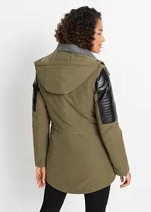 Parka met imitatieleer, bonprix