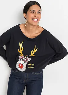 Off-shoulder shirt met kerstmotief, bonprix