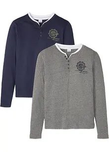 Henley shirt (set van 2), lange mouw, bonprix