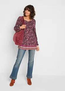 Shirt tuniek met deelnaad en plooitjes voorop, bonprix