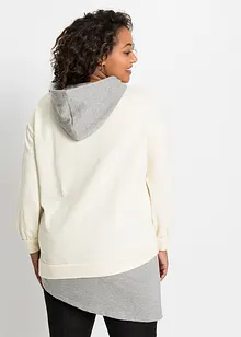 Sweater met capuchon en asymmetrische onderrand, bonprix