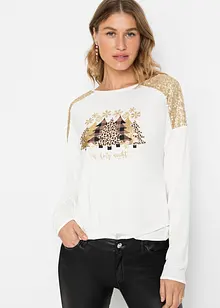 Oversized shirt met kerstmotief en pailletten, BODYFLIRT boutique