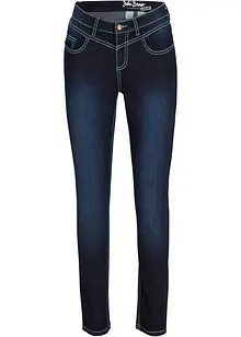 Slim mid waist jeans met contrastnaden, bonprix