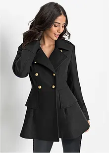 Korte coat in military style met wol, korte maten, bonprix