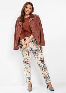 Stretch broek met bloemenprint, bonprix