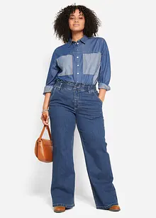 Wide leg paperbag jeans high waist, bonprix