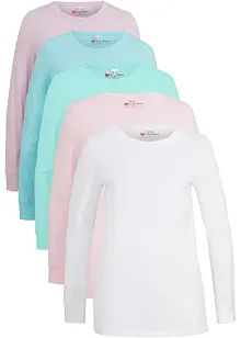 Longshirt met ronde hals, lange mouw (set van 5), bonprix