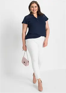 Henley shirt met kant van viscose, bonprix