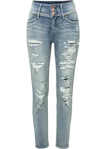 High-waist skinny jeans met destroyed effecten, bonprix