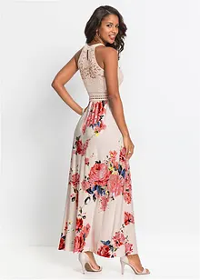 Maxi jurk met bloemenprint en kant, bonprix