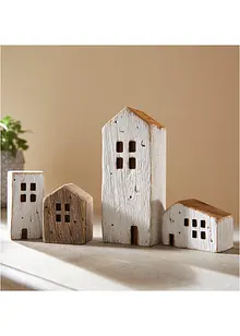 Ornament huizen in vintage look (4-dlg. set), bonprix