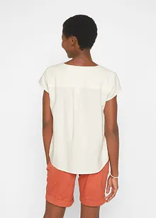 Korte blouse met linnen en splitten opzij, bonprix