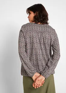 Gedessineerde longsleeve met Henley kraag, bonprix