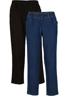 Mid waist jeans met comfortband, straight (set van 2), bonprix