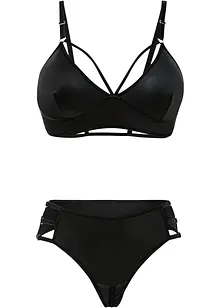 Bralette en string ouvert in wetlook (2-dlg. set), VENUS