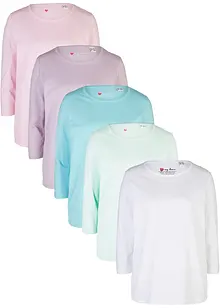 Shirt met ronde hals (set van 5), 3/4 mouw, bonprix