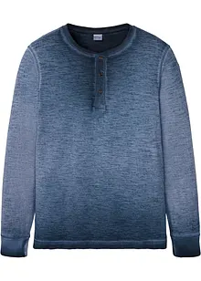 Henley shirt van biologisch katoen in gewassen look, lange mouw, bonprix