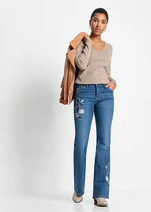 Flared jeans met bloemenborduursel, bonprix