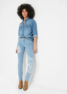 Mid waist jeans met vlinders, straight, bonprix