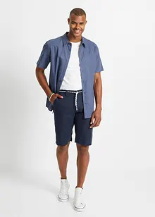 Chino bermuda met linnen en strikkoordjes, regular fit, bonprix