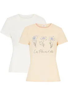 Basic T-shirt met print (set van 2), bonprix