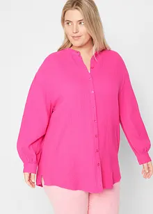 Lange mousseline blouse van katoen met zijsplitten, bonprix