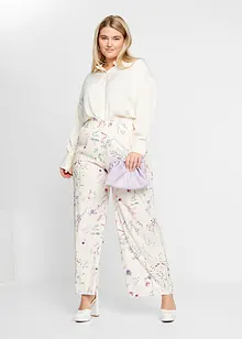 Jersey broek van crêpe met bloemenprint, bonprix