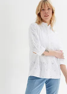 Overhemdblouse met broderie anglaise, John Baner JEANSWEAR