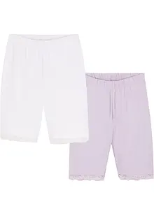 Meisjes biker short (set van 2) met kant en biologisch katoen, bonprix