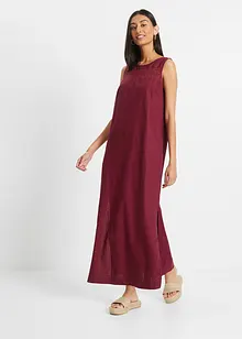 Maxi jurk met linnen, broderie anglaise en zijsplit, bonprix