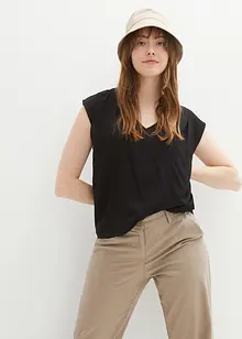 Blouse met V-hals en korte mouwen, bonprix
