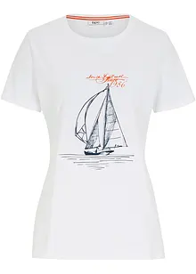 Katoenen T-shirt met print en zijsplitten, bonprix