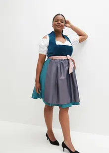 Midi dirndl met fluweel en schort (2-dlg. set), bonprix