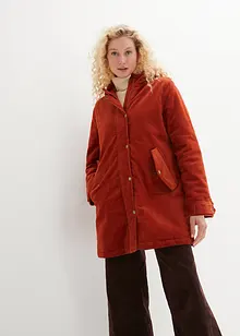 Warme corduroy parka met teddy voering in capuchon, A-lijn, bonprix