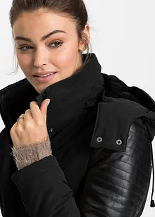 Lange parka met imitatieleer, bonprix