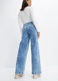 Wide leg jeans met mid waist en sierknopen, bonprix