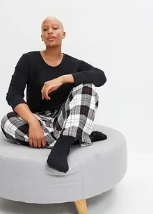 Pyjama met flanellen broek en cadeauzakje (3-dlg. set), bonprix