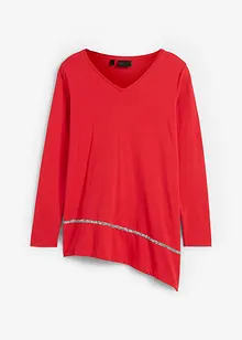 Longshirt met asymmetrische snit en glitter, bonprix