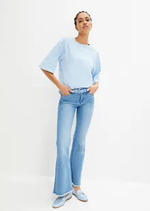 Gestreept T-shirt met raglanmouwen en hooggesloten hals, bonprix