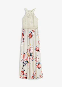 Maxi jurk met bloemenprint en kant, bonprix