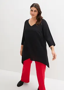 Wijde tuniek van viscose met puntige zijkanten, V-hals en 3/4 mouwen, bonprix