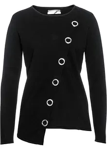 Fijn gebreide trui met stud details, bonprix