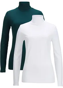 Longsleeve met col in een katoenmix (set van 2), bonprix
