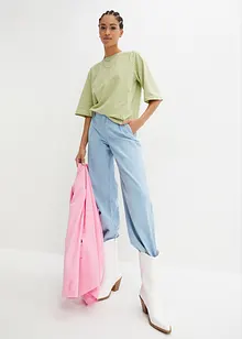 Gestreept T-shirt met raglanmouwen en hooggesloten hals, bonprix